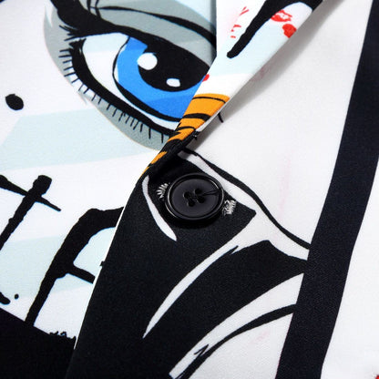 Jacket for Men Party Blue Animal Print Menswear Coats High Quality Man Suits and Blazers Fashion 2025 Fashionable Clothing New