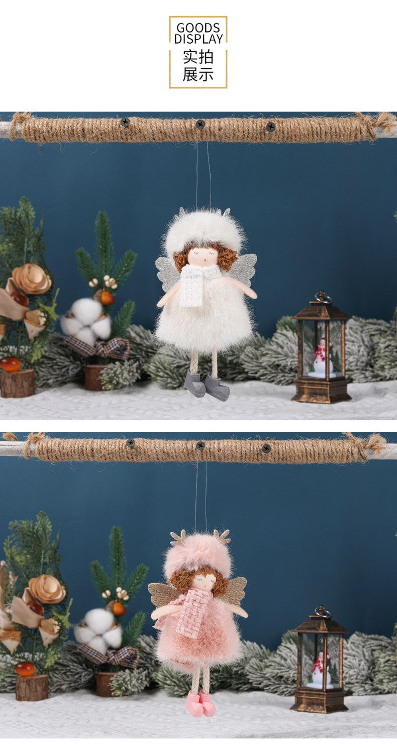 Christmas plush antlers angel girl pendant Christmas tree pendant creative doll pendant gift
