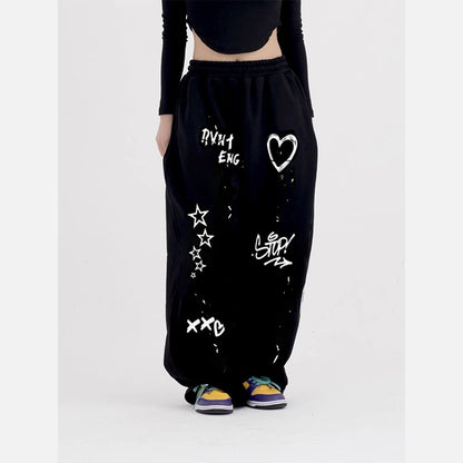 2024 American style quick drying striped sports pants women's summer new loose wide leg thin dopamine  new loose widcasual pants