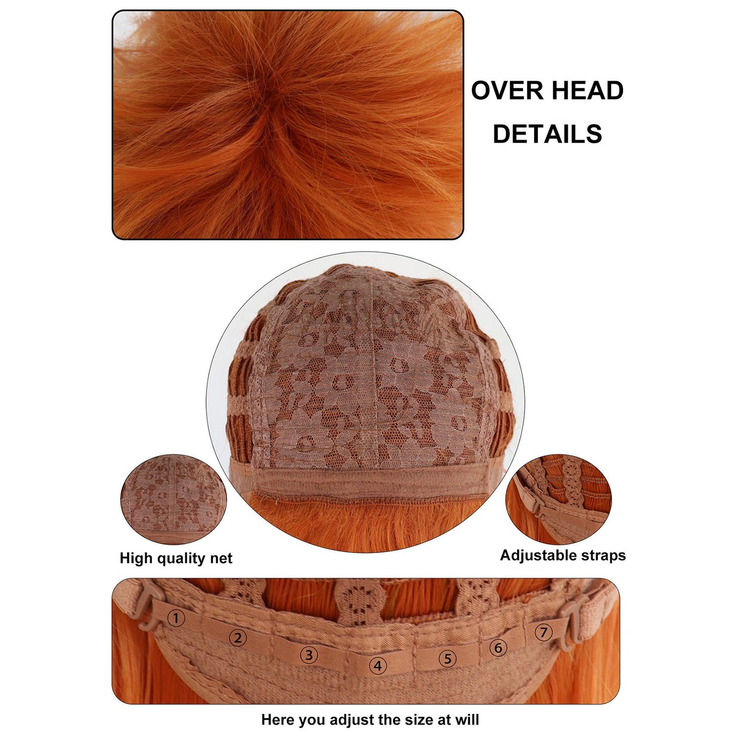 Synthetic Short Straight Orange Men Cosplay Wig with Bangs for Halloween Thanksgiving Day Christmas
