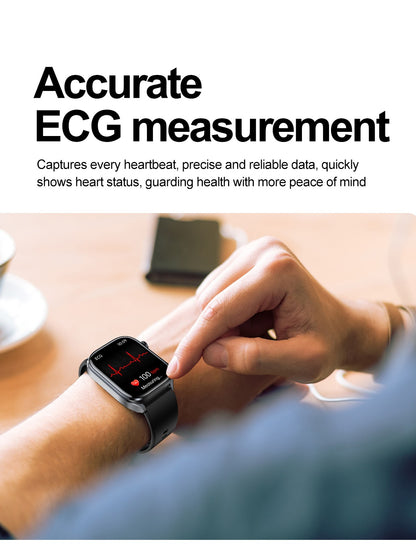 Smartwatches 2025: Novo ECG+PPG, relógio feminino e masculino, ácido úrico, pressão arterial, oxigênio no sangue, análise corporal, gordura corporal, chamadas BT, lanterna de LED.