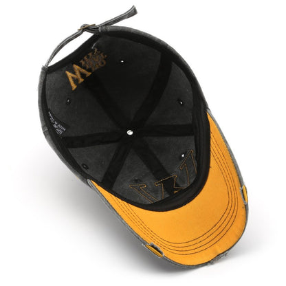 Vintage Washed Cotton Baseball Cap Letter W Embroidery Adjustable Unisex Cotton Sun Hat for Men Women Casual Fashion Streetwear