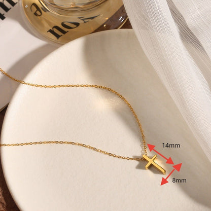 Colar de Cruz em Aço Inoxidável Banhado a Ouro para Mulheres e Homens, Colares de Corrente Exclusivos, Presente de Aniversário, Acessórios de Joalheria