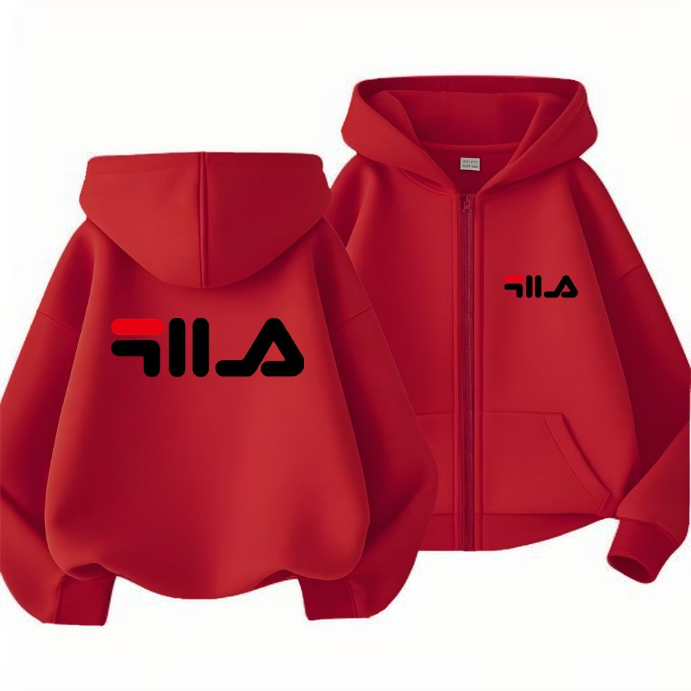 Children's Trendy Hoodie Zipper Style Coat Sweatshirt Boys Girls 3-12Yrs Gift Long Sleeve Top Casual Charming black Clothes