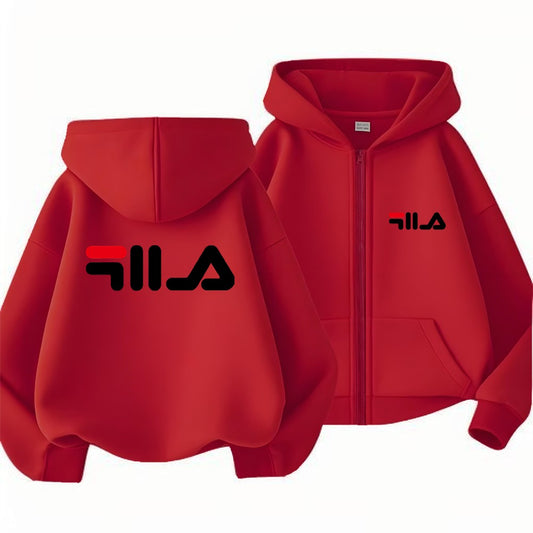 Children's Trendy Hoodie Zipper Style Coat Sweatshirt Boys Girls 3-12Yrs Gift Long Sleeve Top Casual Charming black Clothes