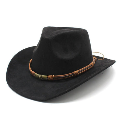 New Artificial Suede Cowboy Hats Big-edge Breathable Jazz Knight Hats Solid Color Party Cosplay Hat Spring