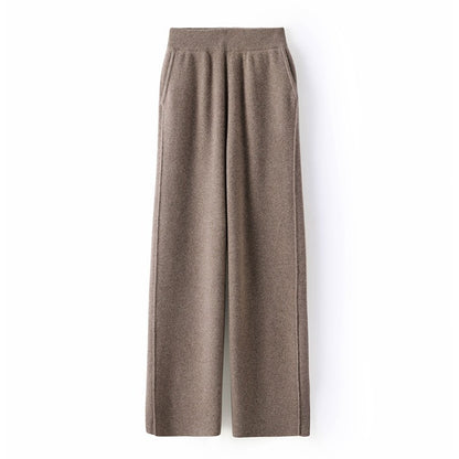 High Waist Wide Leg Woolen Pants Women's Loose Casual Black Long Trousers Autumn Fashion Elegant Commuting Style