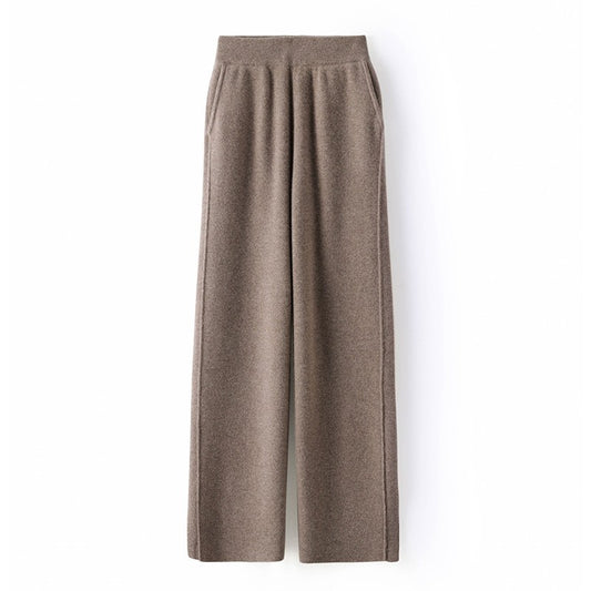 High Waist Wide Leg Woolen Pants Women's Loose Casual Black Long Trousers Autumn Fashion Elegant Commuting Style
