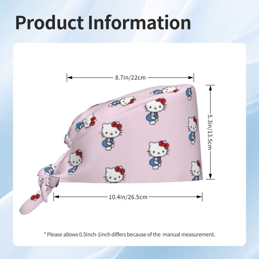 Custom Hello Kitty Medical Staff Scrubs Hat Women Men Cartoon Chara For Chef Hat Scrub Caps