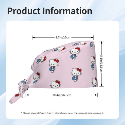 Custom Hello Kitty Medical Staff Scrubs Hat Women Men Cartoon Chara For Chef Hat Scrub Caps