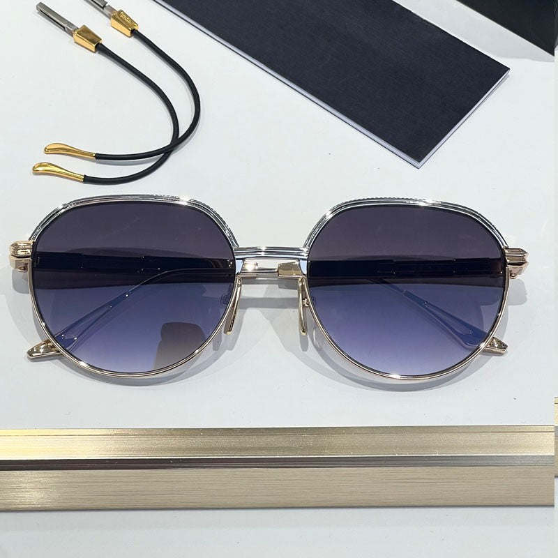 Óculos de Sol INS Gold Green de Luxo Masculino, Design de Marca, Oval, Liga, Alta Qualidade, Feminino, Pernas Duplas Especiais, Lentes Intercambiáveis, Proteção UV400