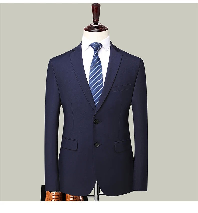Blazer New Men's Fashion Business Solid Color British Style Professional Work Groom Wedding Dress Best Man Blazer Jacket
