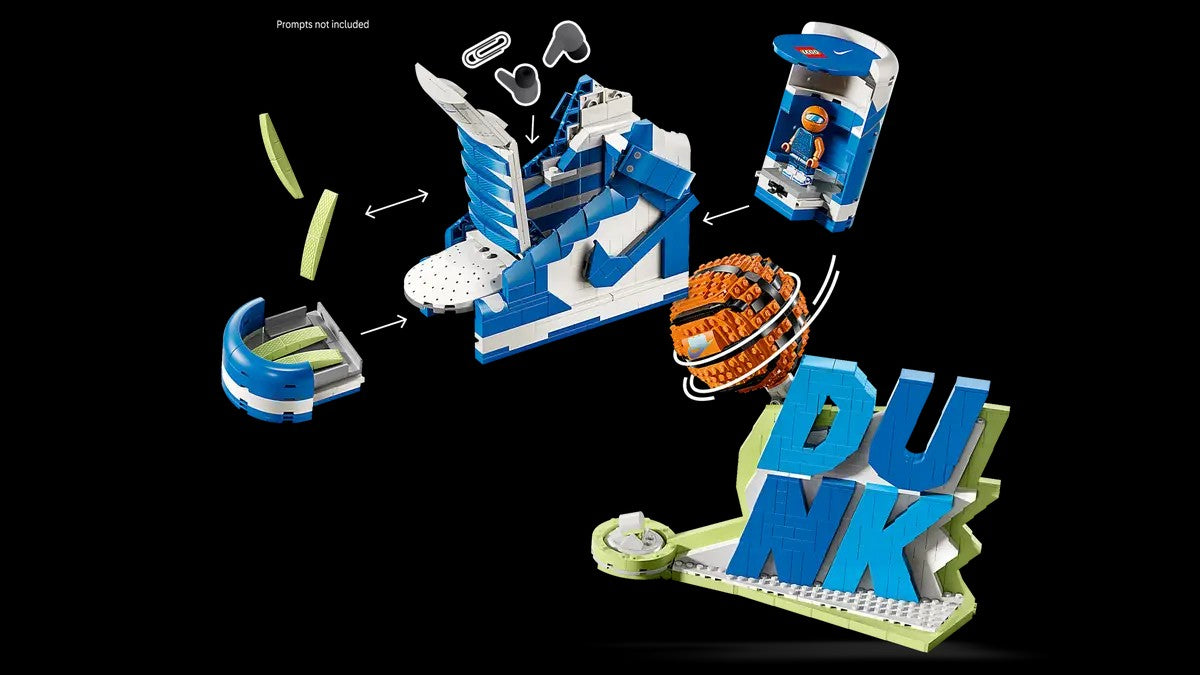 Conjunto LEGO® Nike Dunk X 43008 Blocos de Construção para Meninas, Meninos e Fãs de Esportes com 10+ Anos 1180 Peças Presente de Aniversário e Natal