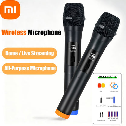 Microfone Sem Fio Xiaomi 2.4G UHF Frequência Fixa 2 Canais Microfone de Mão Para Festa Ao Vivo Karaokê Reunião Profissional
