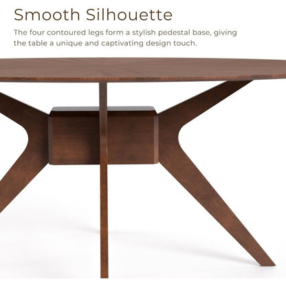 Mid-Century Modern Alara Solid Wood 54 Oval Dining Table, Seats 6, Easy Assembly, Suitable for Home and Kitchen