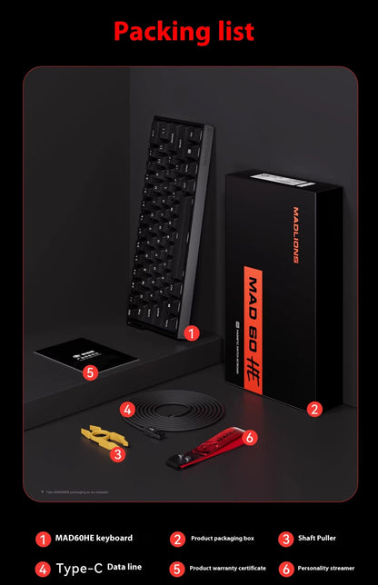 Hot Sale MADLIONS MAD60HE Magnetic Switch Keyboard Mechanical Keyboard 8000Hz 0.01mmRT Wired Custom Valorant Gaming Keyboard