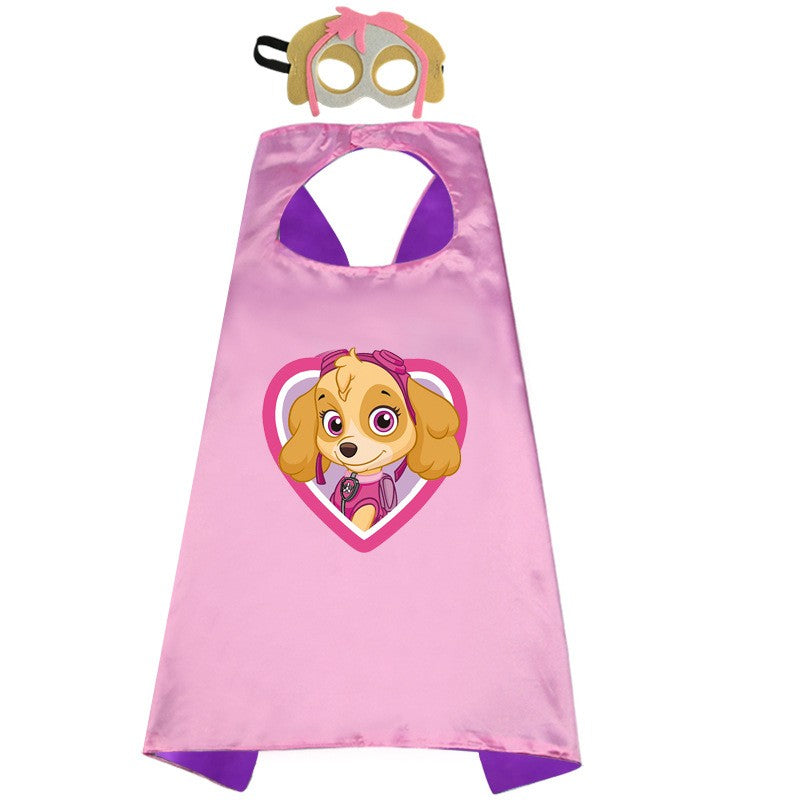 Anime Dog Patrol Kids Cosplay Costume Cape with Eye Mask Halloween Marshall Chase Skye Zuma Rubble Rocky Children's Dress-Up