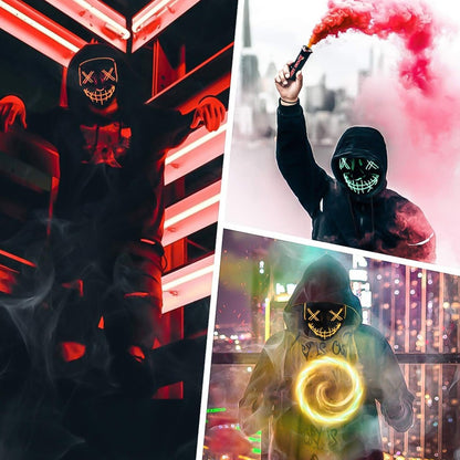 Wireless Scary Glowing Mask LED Luminous Purge Mask Halloween Horror Neon Light Up Cosplay Party Mask Fstival Costume Supplies