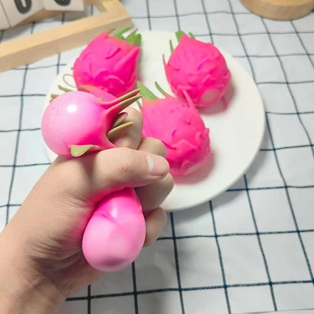 1/2/3Pcs Dragon Fruit Squish Ball Squeeze Stress Reliever Fidget Sensory Toy Simulation Fruit Food,Squeeze Balls For Party Gifts