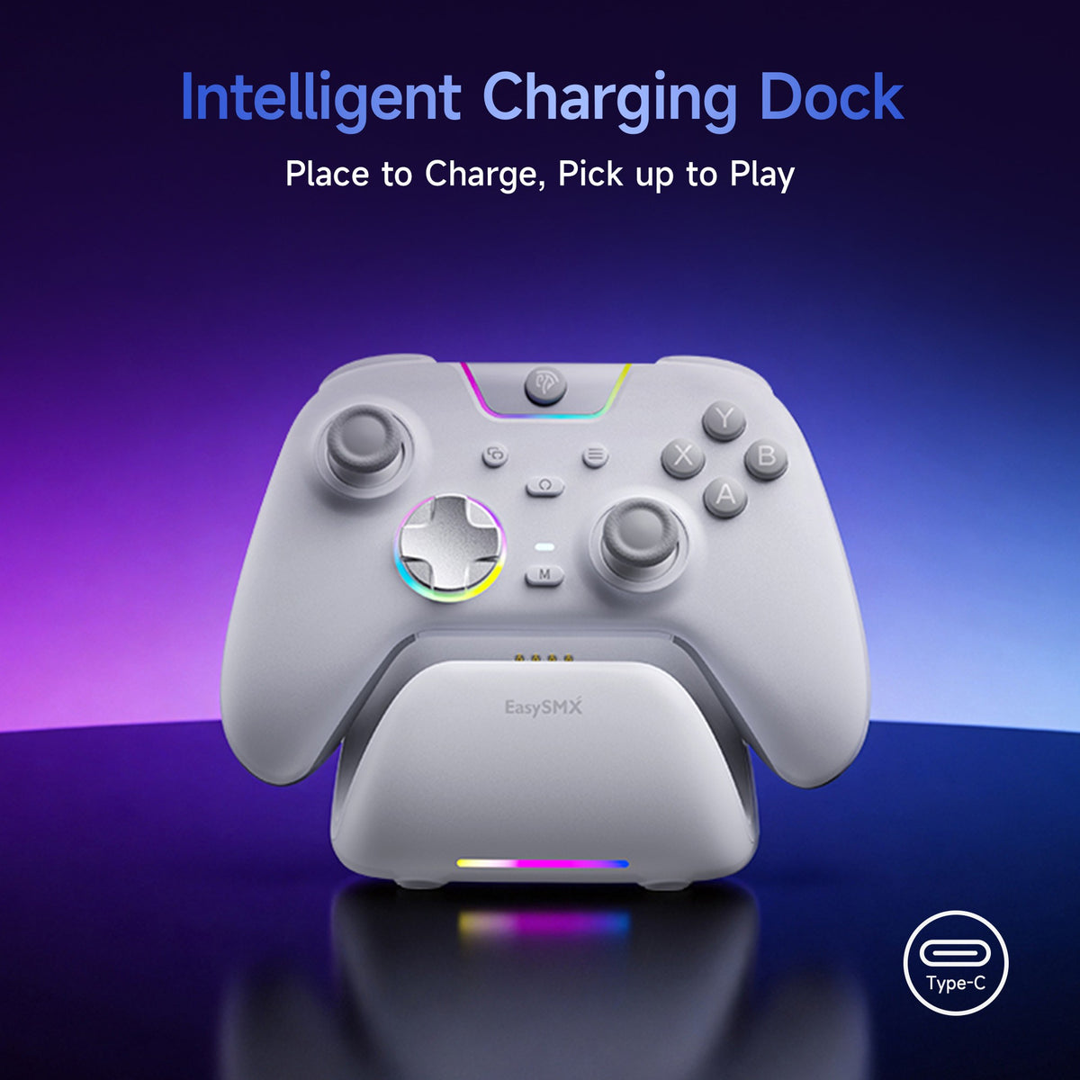 EasySMX White Black Gamepad X05 Pro Wireless PC Gaming Controller for PC Windows iOS Switch Android with Charging Dock