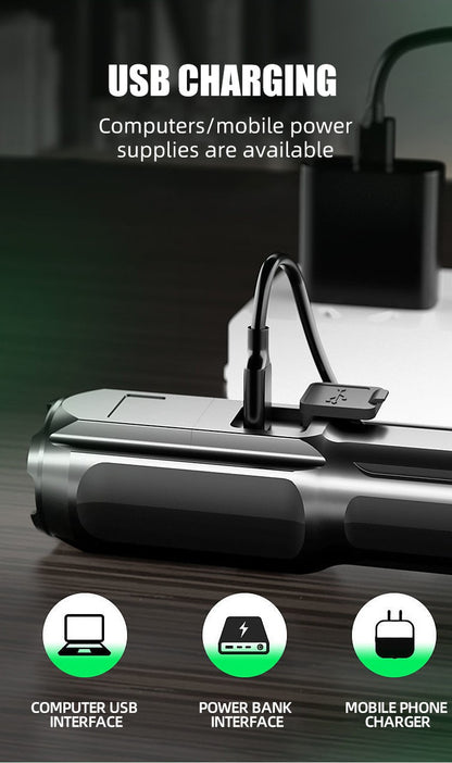 Portable Strong Light Flashlight Rechargeable USB 18650 Waterproof Zoom Fishing Hunting Camping 1 Lumens LED Tactical Flashlight