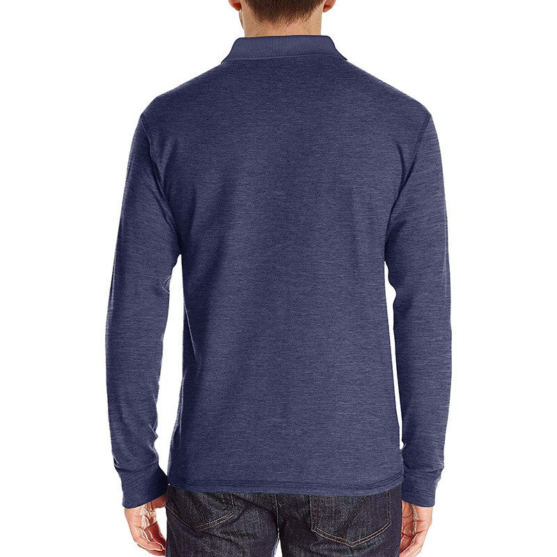 Spring Trend Men's Long Sleeve Casual Tshirt Solid Lapel Button Up Pullover Tops Autumn Turn Down Collar Bottoming Polo Shirt