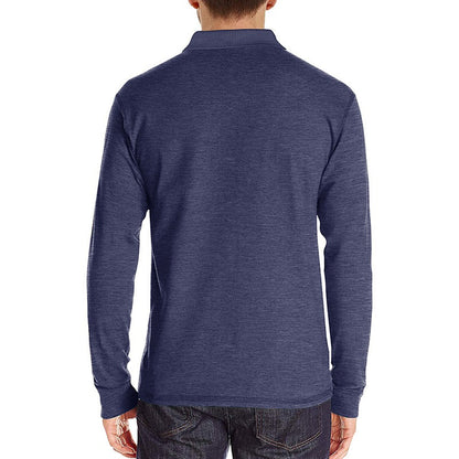 Spring Trend Men's Long Sleeve Casual Tshirt Solid Lapel Button Up Pullover Tops Autumn Turn Down Collar Bottoming Polo Shirt