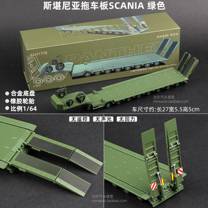 Masdi 1/64 Scania 770S V8 Caminhão Howo HW1006 Militar Verde Liga de Carro Modelo Miniatura Coleção Diecast Enfeite Modelo Hobby Brinquedo