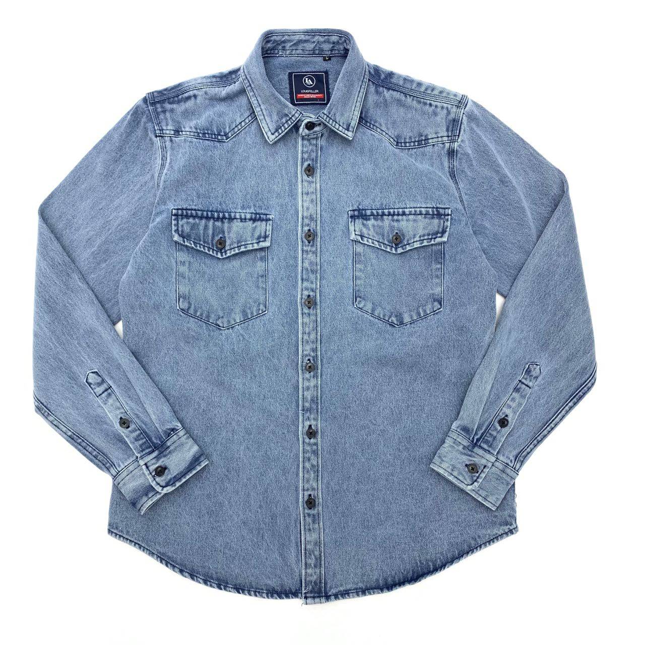 Heavy cargo denim shirt men May Khaki autumn do old retro loose casual plus size shirt coat