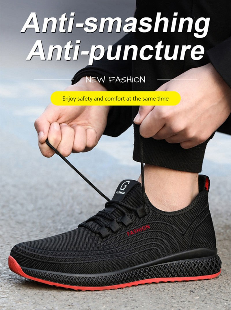 Manlegu Air Mesh Steel Toe Work Shoes Breathable Working Shoes Women Man Safety Shoes Lightweight Puncture-Proof Safety Boots