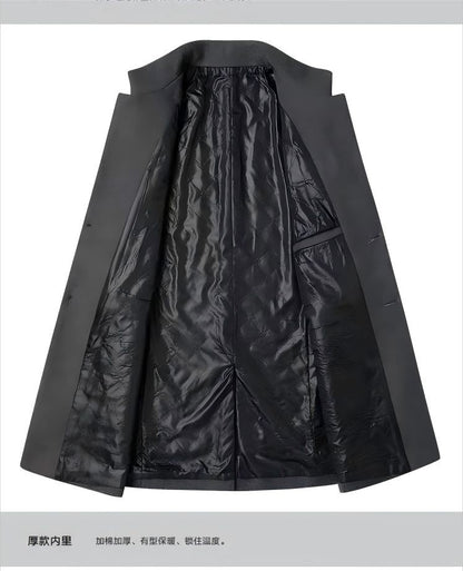 Autumn and winter men's woolen overcoat, mid-length trench coat with cotton and thick men's jacket, middle-aged overcoat