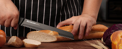 Conjunto de Facas de Cozinha Astercook com Bloco Amolador Embutido, Próprio para Lava-Louças, Conjunto de Bloco de Facas de Aço Inoxidável Alemão de 15 Peças