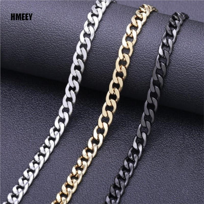 Hmeey Colar de Corrente de Aço Inoxidável Longo Hip Hop para Mulheres Homens no Pescoço Acessórios de Joias de Moda Presente Gargantilha Cor Prata