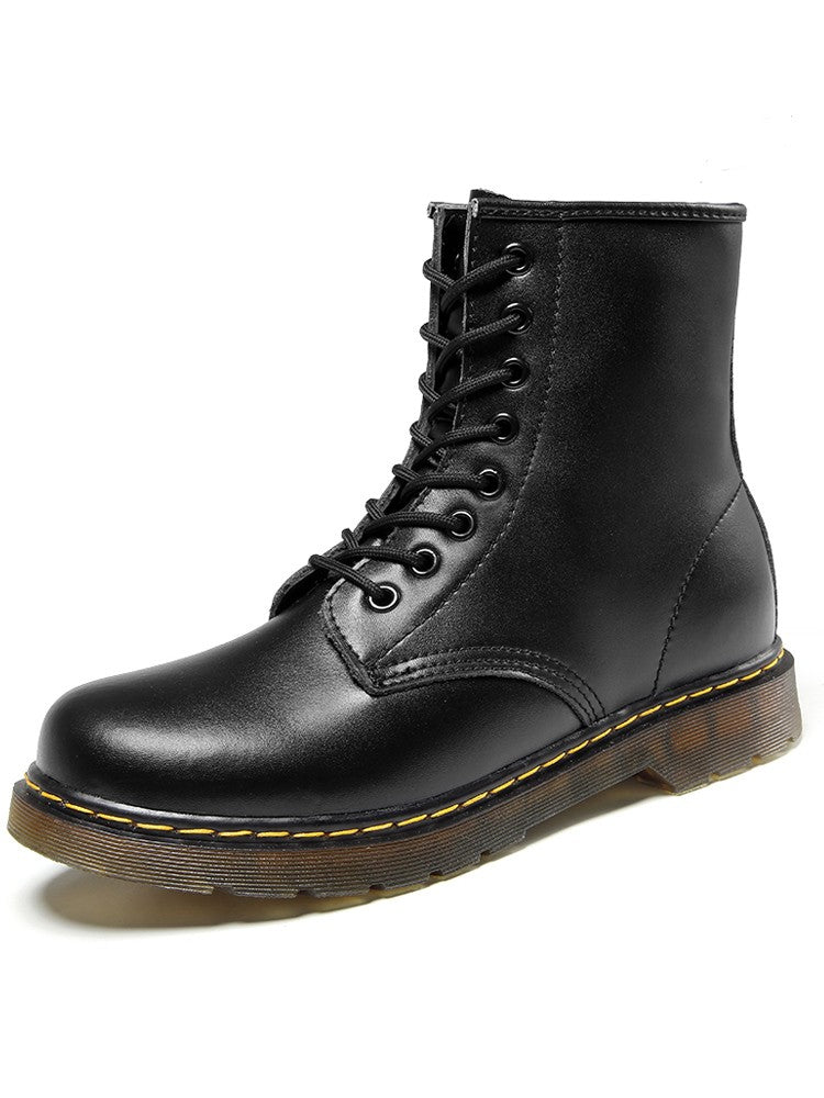 Men Genuine Leather Classic Six Hole Boots Fashion British Style Riding Short Ankle Boots Outdoor Boots Size 35-48 Women's Boot