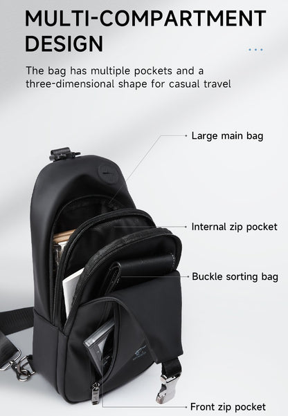 Septwolves Business Thin Printed Leather Crossbody Sling Bag Man Fashion Casual Travel Monogram Print Fabric iPad Shoulder Bag