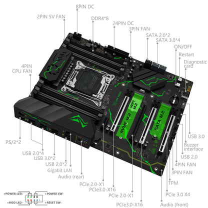 Kit Placa Mãe MACHINIST X99 MR9S LGA2011-3 CPU Xeon E5 2680 V4 32GB DDR4 Quatro Canais Interface TPM 2.0 NVME M.2 USB3.0