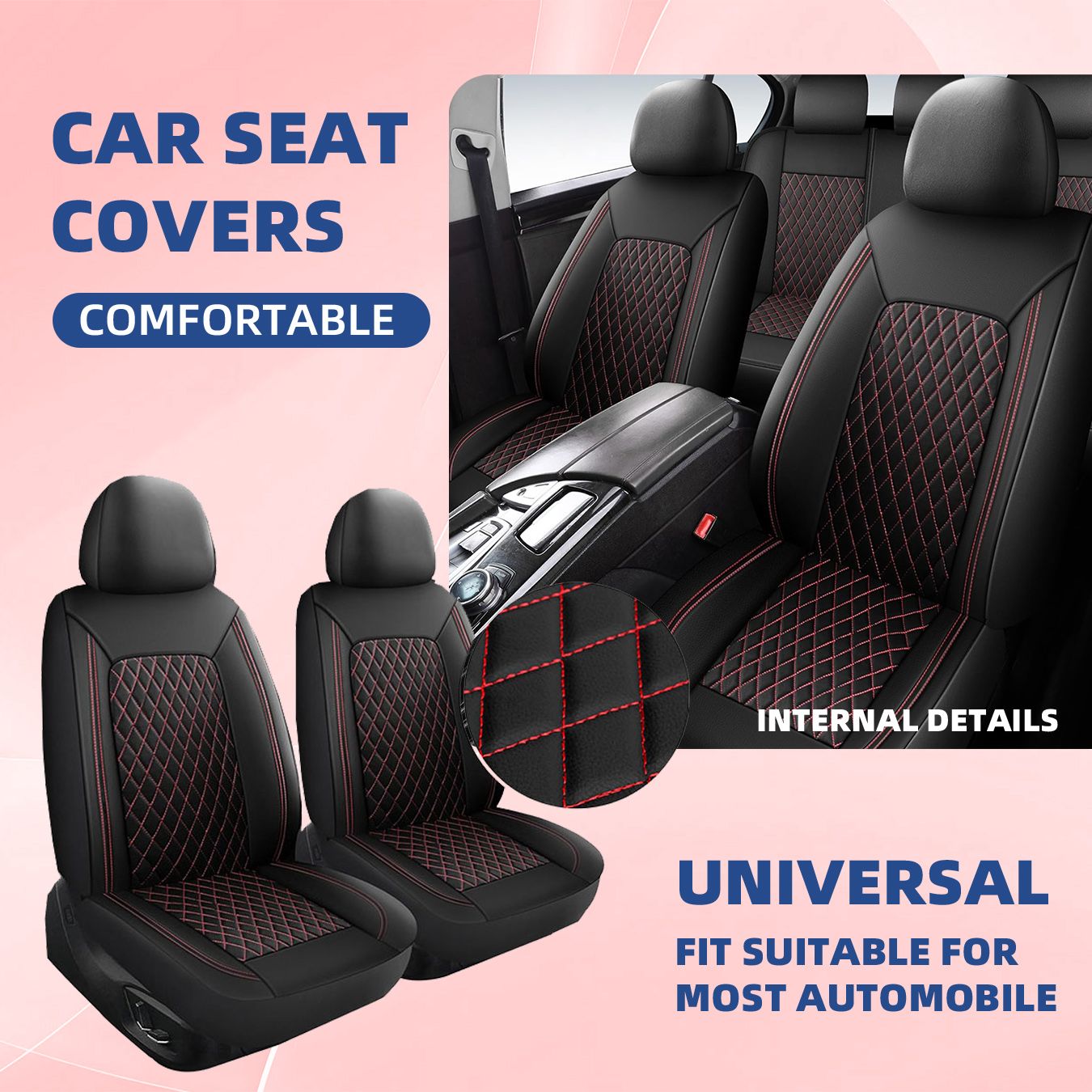 Conjunto Completo de Capas de Assento de Carro Universais para SUV Sedan Van - Banco Traseiro Dividido Dianteiro Proteção Interna Automotiva 0910