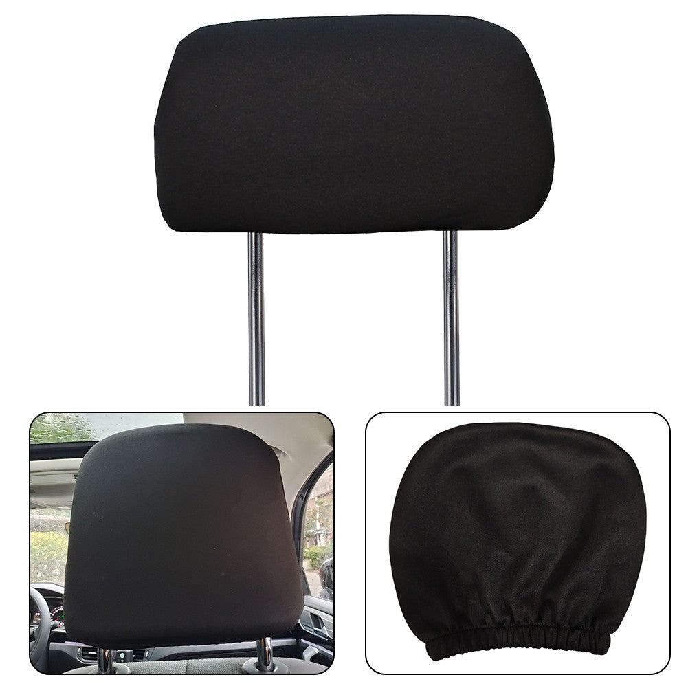 1Pcs Black Premium Cloth Headrest Cover For Car, Truck, SUV, Auto Universal Fit Interior Decorative Parts