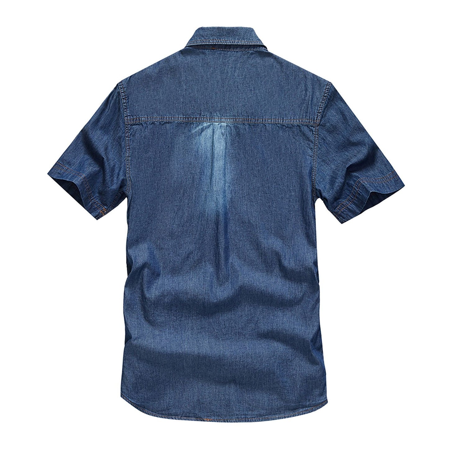 Men Denim Shirts Double Pocket Solid Color Casual Male Cowboy Shirts New Summer Autumn Slim Fit High Quality Shirts For Men