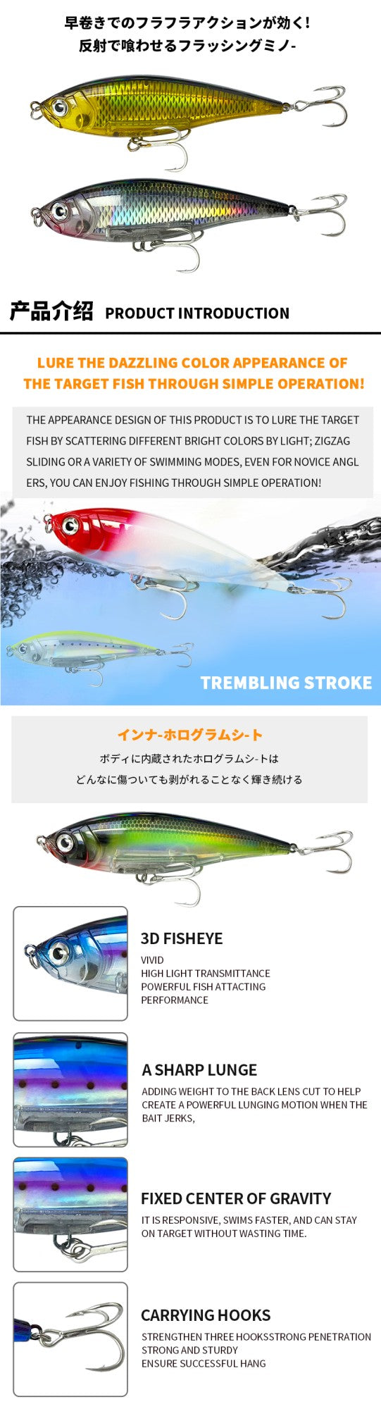 Iscas de Pesca Lápis 130mm 48g para Pesca em Água Salgada, Truta, Pesca Artificial, Twitchbait Rígido, Wobblers Flutuantes 3D para Pesca com Twitch