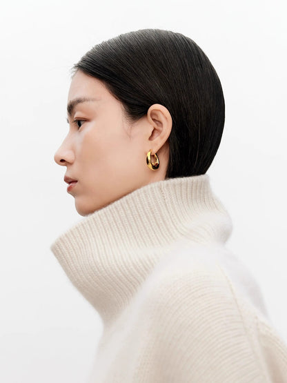 Thickened turtleneck 100% pure cashmere sweater women's loose lazy knit silhouette sweater European products