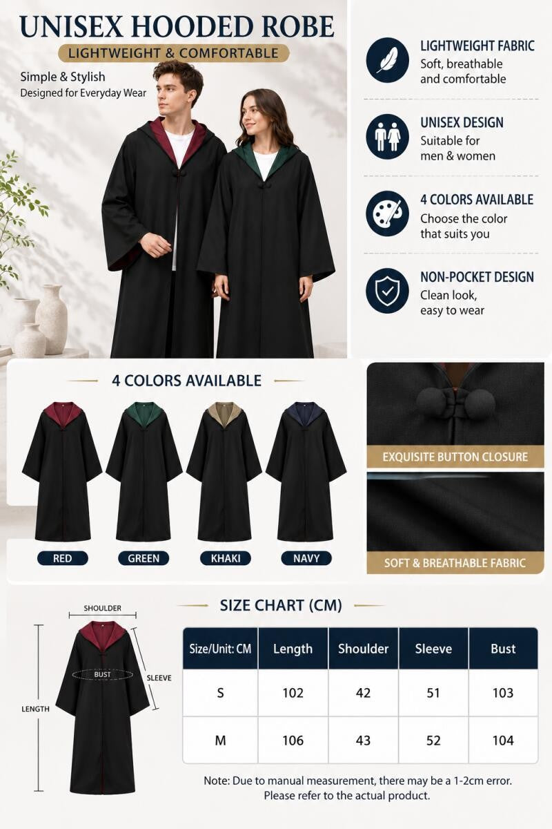 Hooded Wizard Robe Cloak Unisex Halloween Cosplay Costume Long Cape with Multi-Color Lining for Adults Carnival Party Outfits