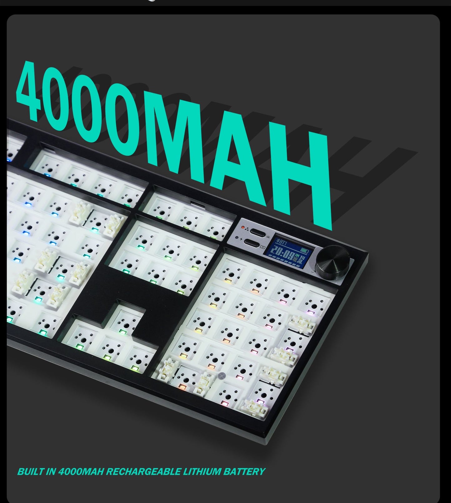 Kit de Teclado Mecânico GMK104 Teclado Gamer de Três Modos Hot Swap Retroiluminado Estrutura Gasket Este VIA com tela de exibição