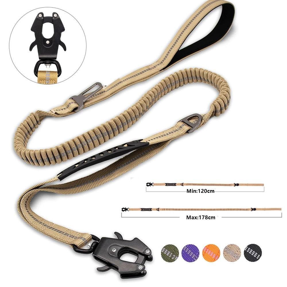 Coleiras para Cães Refletivas com Amortecedor e Cinto de Segurança para Carro para Cães Grandes Coleira de Cachorro Tática Resistente sem Puxar com Elástico