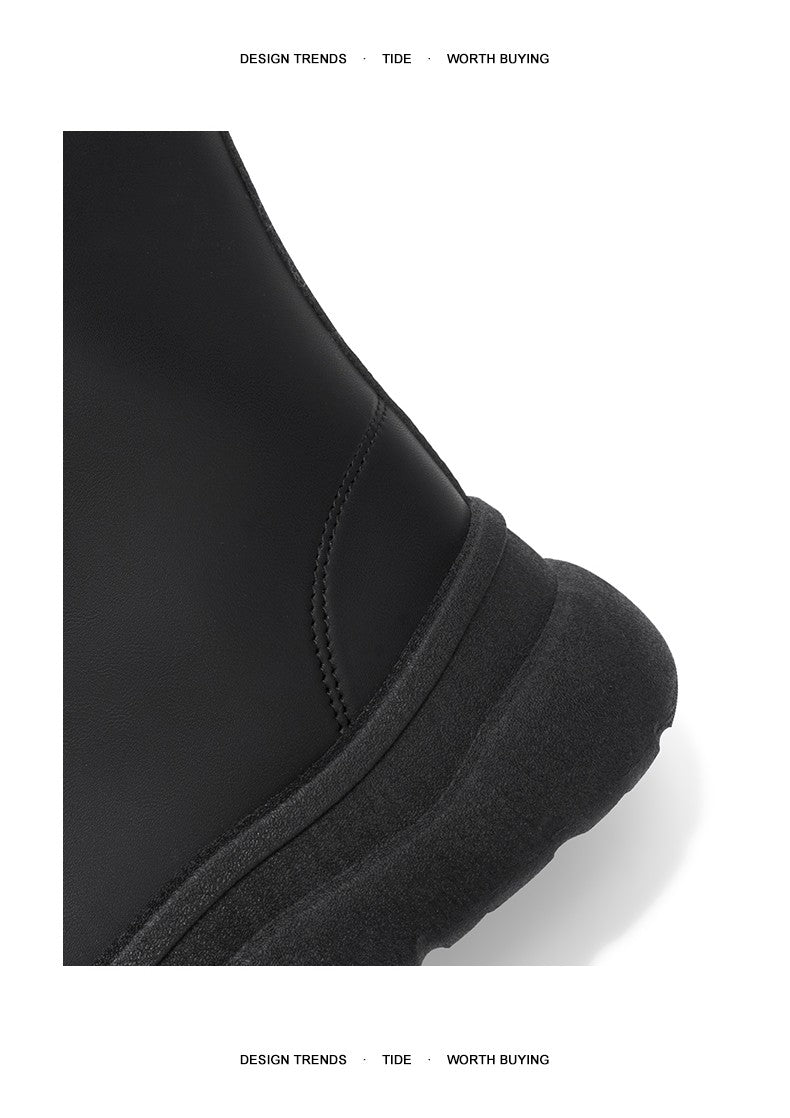 Large-size Autumn High-top Versatile Black Shoes, Men's Outdoor Anti-slip and Wear-resistant Casual Leather Boots