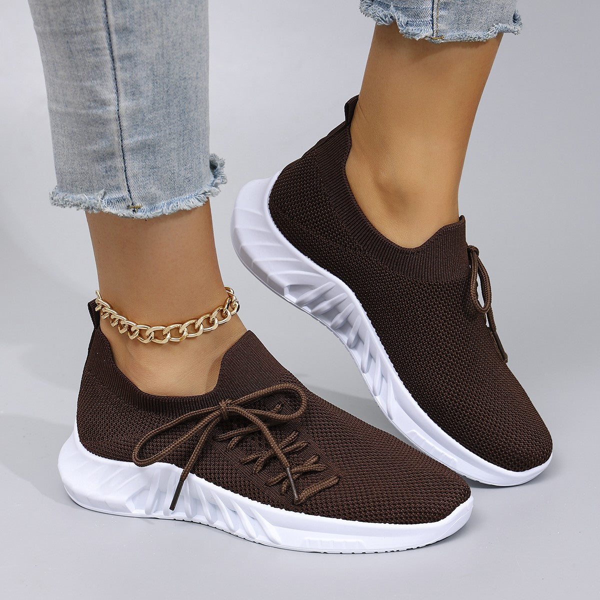 Spring and Autumn New Women's Casual Lace up Comfortable, Breathable, Lightweight and Wear-Resistant Sports Shoes