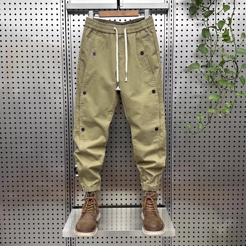 American Sle Workwear Pants Men's Trendy Brand Cuffed Harem Pants Splice Function down Jaet Spring Autumn Thin Casual Pants