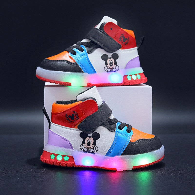 Minnie Pattern Children's Sneaker New Style Popular Design Baby Boys Girls Led Lighting Shoes Autumn Kids Casual Sports Shoes