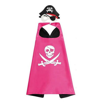 3-12Y  Pirate Skull Cape Toddler Play House Dress Up Cape Printed Pattern Holiday Performance Fashion Suit Halloween Party Gift