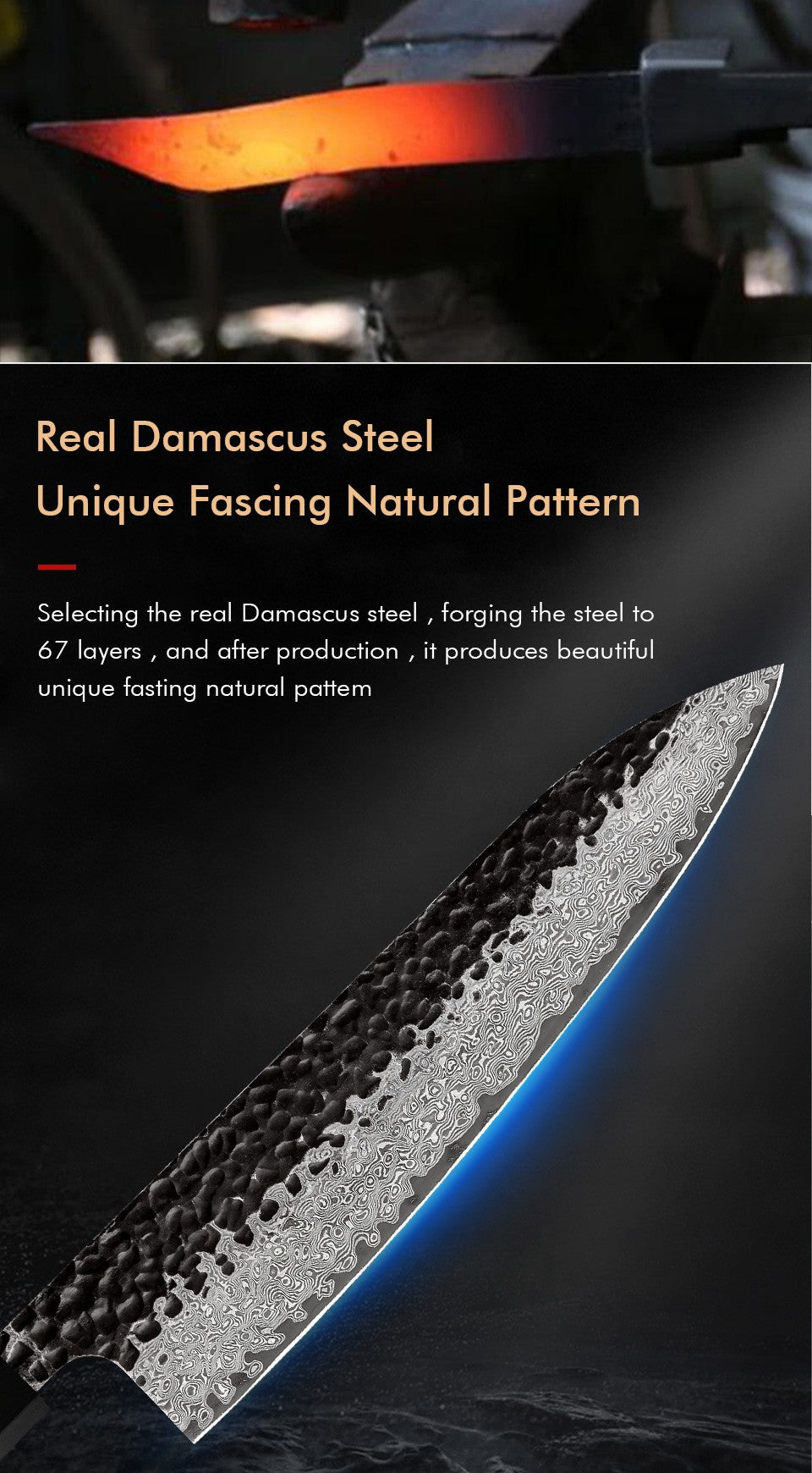 F.YOUNG Damascus Steel Kitchen Knives Japanese Hand Forged Chef Knife Vegetable Slicing Sashimi Utility Kitchen Cooking Tools